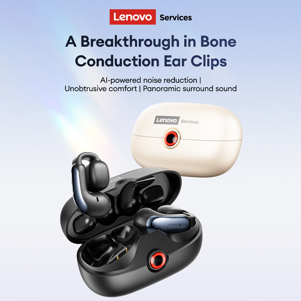 Noise Cancelling Headphone - Lenovo LES-108 骨伝導 TWS イヤークリップ イヤホン