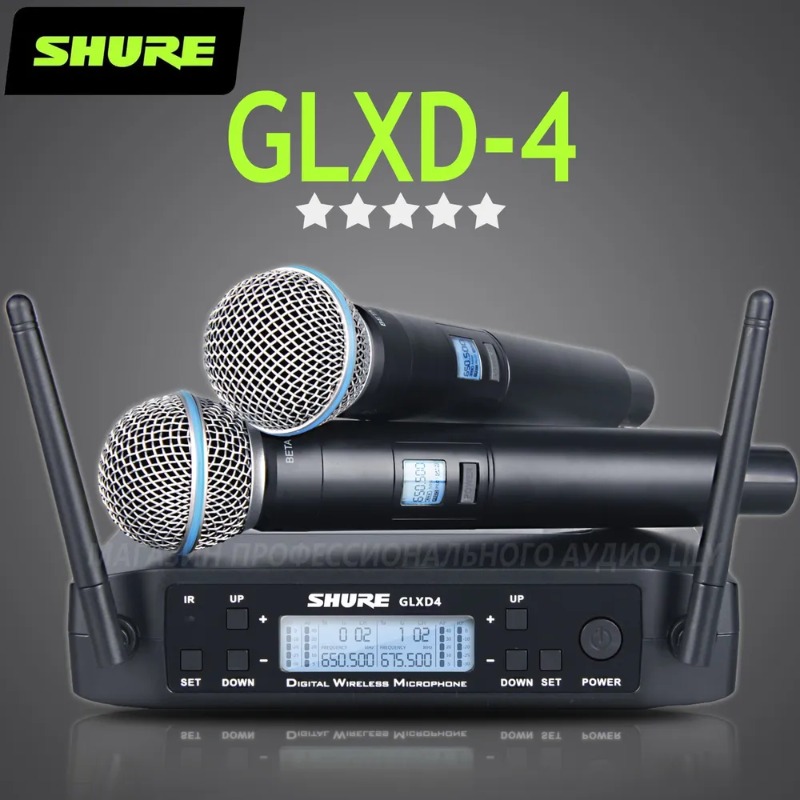 Shure Mic Sm58 - Shure GLXD4 BETA 58A プロフェッショナルワイヤレスマイクシステム高周波ステージ歌唱放送パーティー用ワイヤレス距離