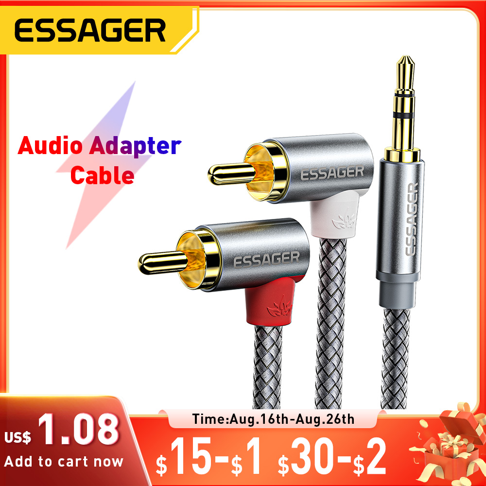 Audio Splitter Y - エッサージャー90 ° 角度 RCA オーディオステレオケーブルジャック 3.5