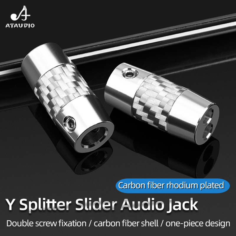 Audio Splitter Y - オーディオケーブルアダプター,4個,カーボンファイバースプリッター,6mm〜3.5mmの穴,スピーカープラグ,アップグレードケーブル
